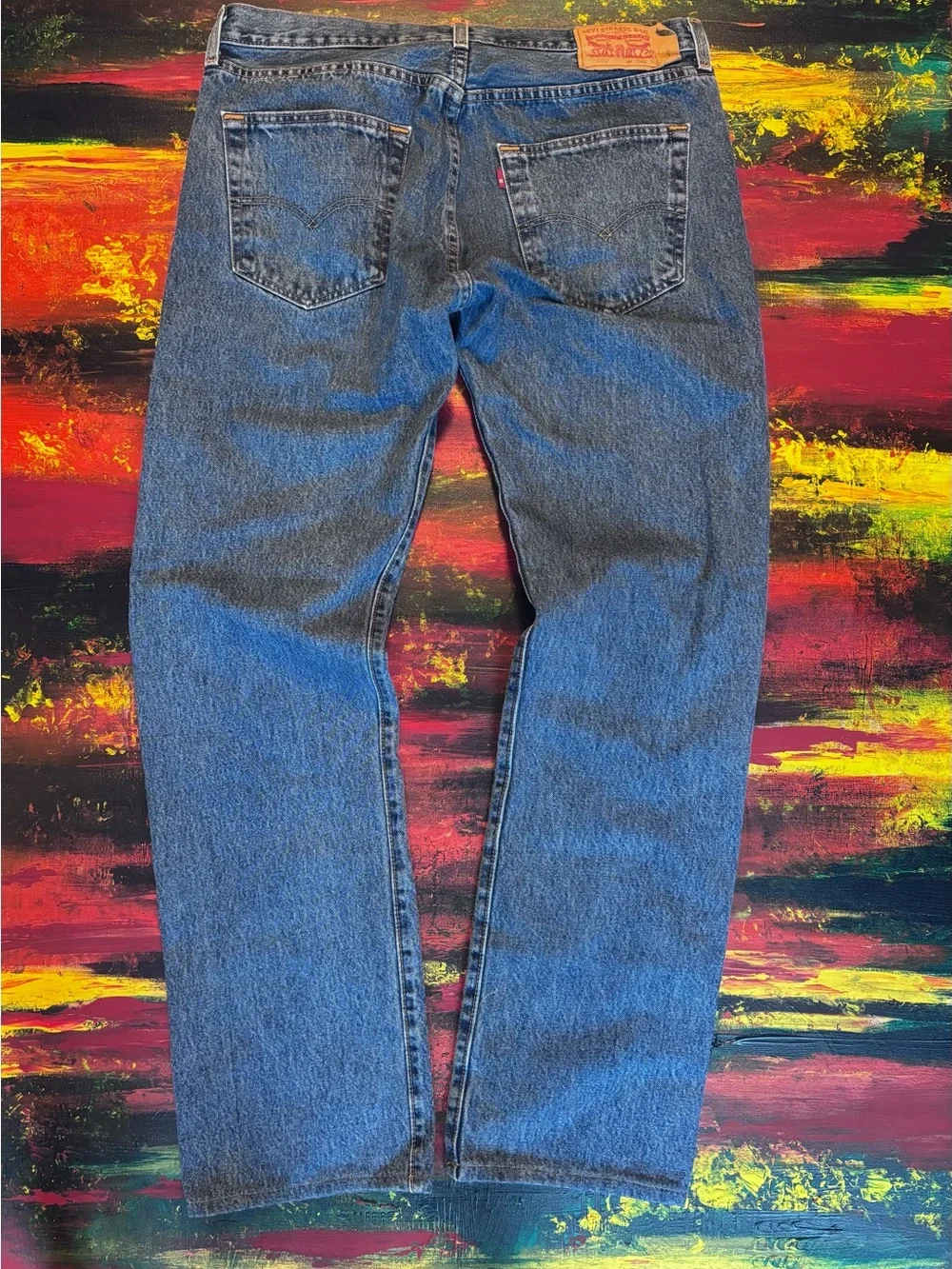 Levi's 501 Men's Blue Denim Straight Jeans with Red Tab 35x34